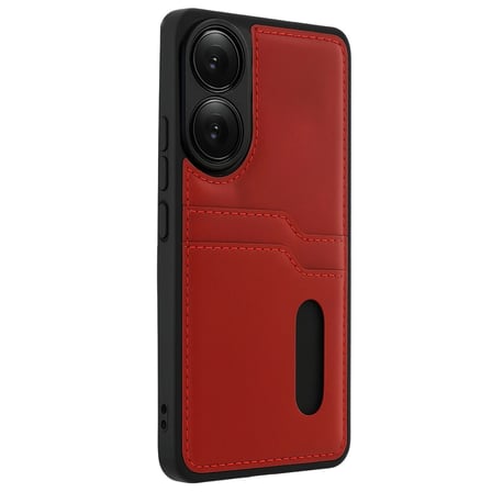 AKLLIBYİ98 Oppo A38 Sara Kartvizitli Deri Kılıf - Kırmızı HMNG98