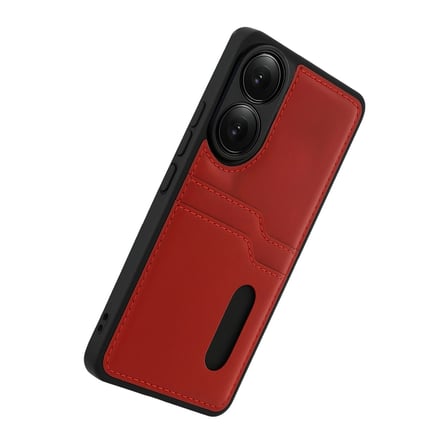 AKLLIBYİ98 Oppo A38 Sara Kartvizitli Deri Kılıf - Kırmızı HMNG98