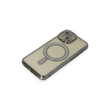 AKLLIBYİ98 Apple Uyumlu İphone 15 Kılıf Joke Simli Magneticsafe Kılıf - Gri HMNG98