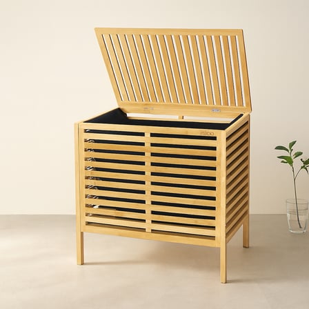 AKLLIBYİ98 Kalın Bambu Çamaşır Sepeti 50x38x55 cm (Kumaş Torbalı) HMNG98