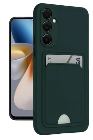 AKLLIBYİ98 Samsung Galaxy A16 5G Kılıf Kelvin Kartvizitli Silikon - Koyu Yeşil HMNG98
