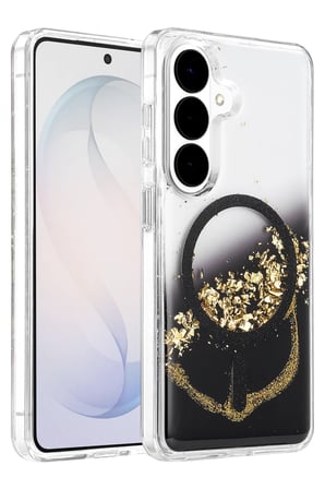 AKLLIBYİ98 Onegif Samsung Galaxy S26 Lotus Simli Magsafe Kapak - Siyah HMNG98