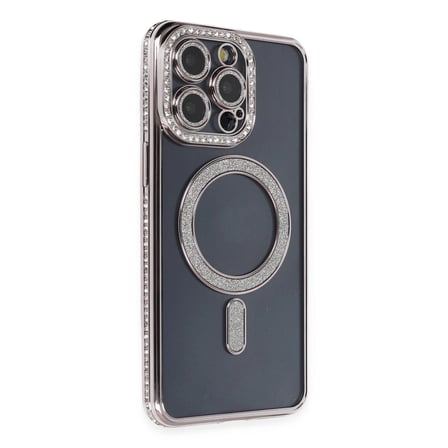 AKLLIBYİ98 Apple Uyumlu İphone 14 Pro Kılıf Joke Simli Magneticsafe Kılıf - Gri HMNG98