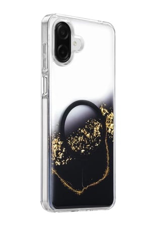 AKLLIBYİ98 Onegif Samsung Galaxy A07 4G Lotus Simli Magsafe Kapak - Siyah HMNG98