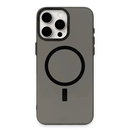 AKLLIBYİ98 Apple iPhone 15 Pro Max Kılıf Anka PC Magneticsafe Sert Metal Kapak - Siyah HMNG98