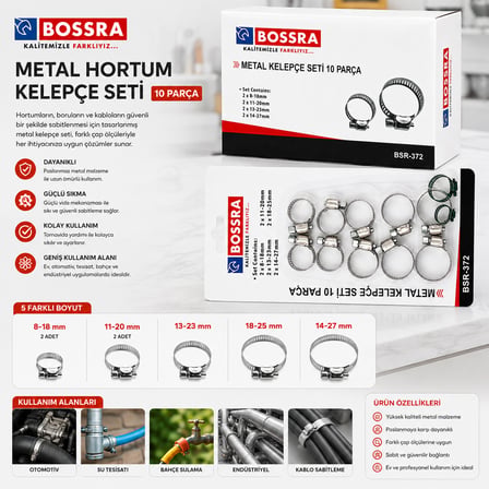 AKLLIBYİ98 Metal hortum kelepçesi seti 8-18mm 11- 13-23mm 18-25mm 14-27mm HMNG98