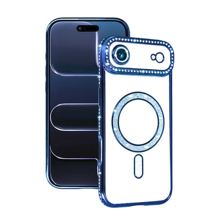 AKLLIBYİ98 Apple İphone 17 Air Joke Simli Magneticsafe Kılıf - Mavi HMNG98