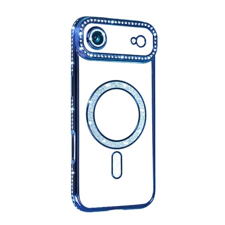 AKLLIBYİ98 Apple İphone 17 Air Joke Simli Magneticsafe Kılıf - Mavi HMNG98