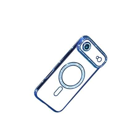 AKLLIBYİ98 Apple İphone 17 Air Joke Simli Magneticsafe Kılıf - Mavi HMNG98