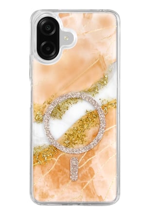 AKLLIBYİ98 Onegif Samsung Galaxy A07 4G Lotus Simli Magsafe Kapak - Turuncu HMNG98