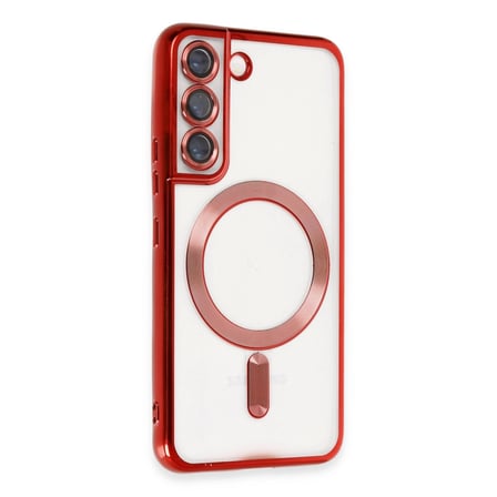 AKLLIBYİ98 Samsung Uyumlu Galaxy S22 Kılıf Kross Magneticsafe Kapak - Kırmızı HMNG98