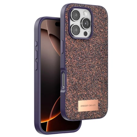 AKLLIBYİ98 Onegif Apple Uyumlu İphone 16 Pro Bright Simli Kapak - Derin Mor HMNG98