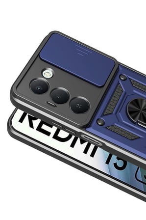 AKLLIBYİ98 Xiaomi Redmi 15 4G Pars Lens Yüzüklü Silikon - Lacivert HMNG98