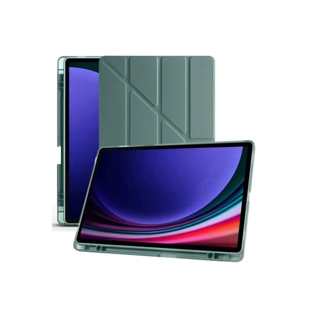 AKLLIBYİ98 Samsung Galaxy X610 Tab S9 Fe Plus 12.4 Kılıf Kalemlikli Mars Tablet Kılıfı - Koyu Yeşil HMNG98
