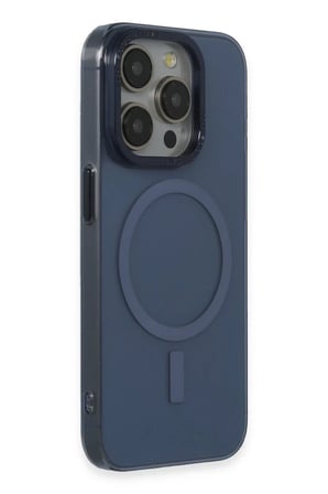 AKLLIBYİ98 Apple iPhone 15 Pro Max Kılıf Anka PC Magneticsafe Sert Metal Kapak - Lacivert HMNG98