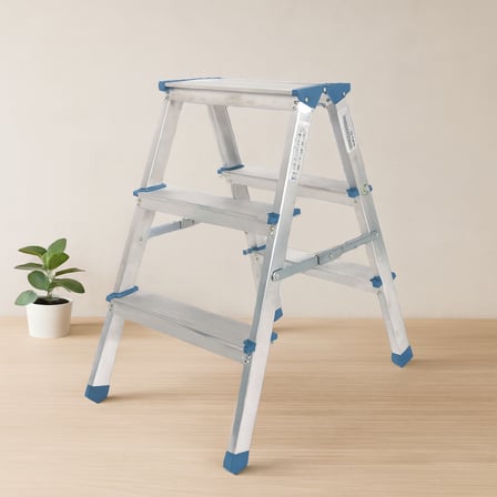 AKLLIBYİ98 Çift Basamaklı 3+3 Alüminyum Merdiven 69 cm HMNG98