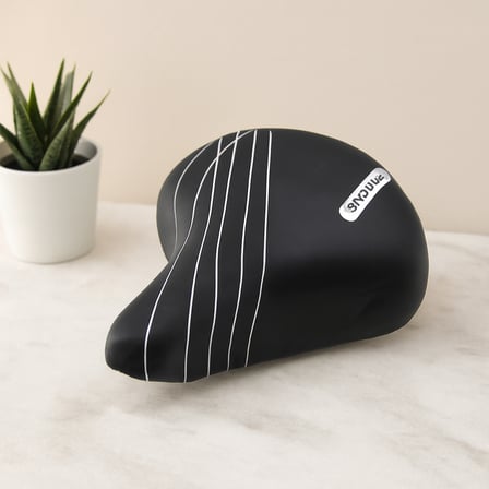 AKLLIBYİ98 Büyük Geniş Bisiklet Sele 20.5x24 cm (Yaylı) Siyah-Beyaz HMNG98