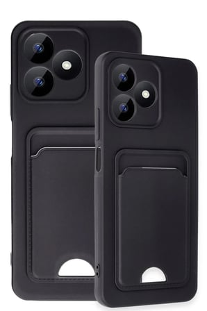 AKLLIBYİ98 Realme Note 50 4G Kılıf Kelvin Kartvizitli Silikon - Siyah HMNG98