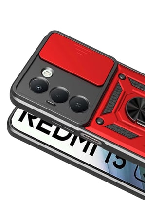 AKLLIBYİ98 Xiaomi Redmi 15 4G Pars Lens Yüzüklü Silikon - Kırmızı HMNG98