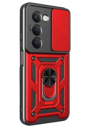 AKLLIBYİ98 Xiaomi Redmi 15 4G Pars Lens Yüzüklü Silikon - Kırmızı HMNG98