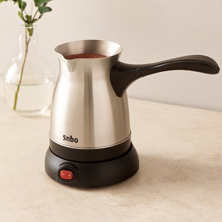 AKLLIBYİ98 Çelik Elektrikli Cezve - Türk Kahvesi Makinesi 500 ml (6 Fincan) 360° Kablosuz HMNG98