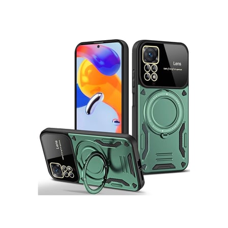 AKLLIBYİ98 Xiaomi Redmi Note 11 Pro Kılıf Joy Lens Standlı Kapak - Koyu Yeşil HMNG98