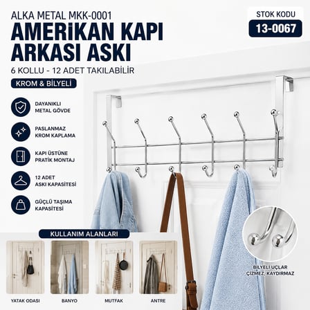 AKLLIBYİ98 6 Kollu Krom Kapı Arkası Askı HMNG98
