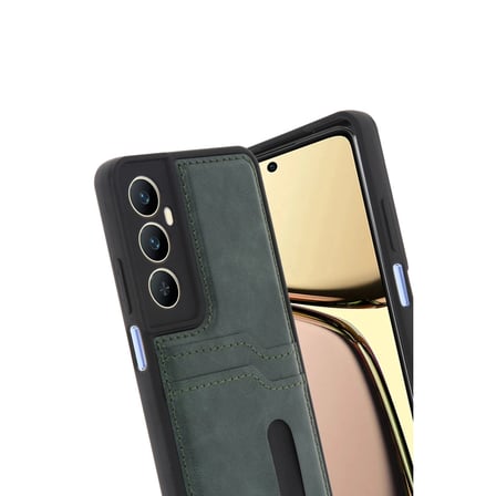 AKLLIBYİ98 Realme C65 Sara Kartvizitli Deri Kılıf - Yeşil HMNG98
