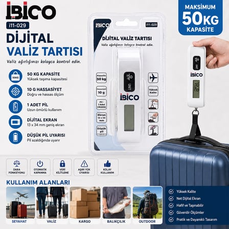 AKLLIBYİ98 Valiz Model Dijital Valiz Terazi Tartı Kantar Pilli MAX=50KG Hasassiyet = 10GR İ11-029 HMNG98