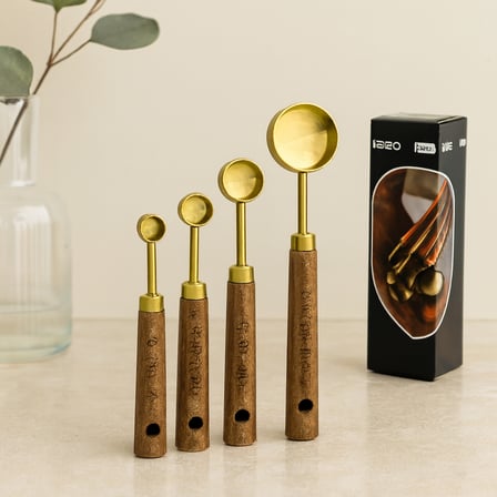 AKLLIBYİ98 Altın Renk Metal 4'lü Ölçü Kaşık Seti (15ml, 5ml, 2.5ml, 1.25ml) HMNG98