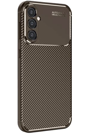AKLLIBYİ98 Samsung Galaxy S25 Plus Kılıf Auto Focus Karbon Kapak - Kahverengi HMNG98