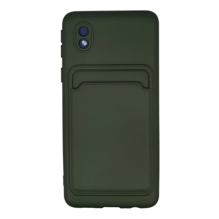 AKLLIBYİ98 Samsung Galaxy A01 Core Kılıf Kelvin Kartvizitli Silikon - Koyu Yeşil HMNG98