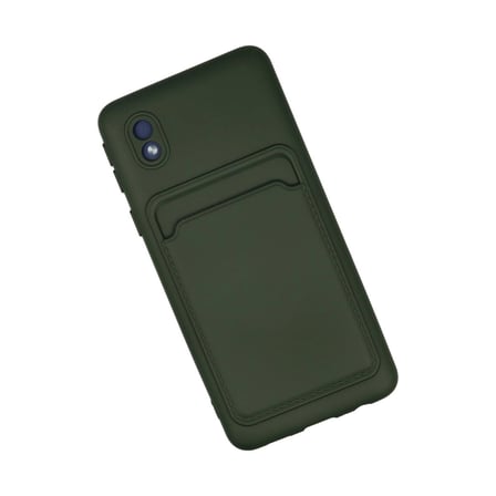 AKLLIBYİ98 Samsung Galaxy A01 Core Kılıf Kelvin Kartvizitli Silikon - Koyu Yeşil HMNG98