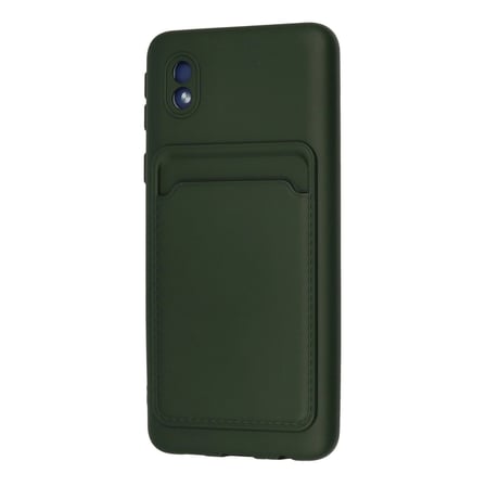 AKLLIBYİ98 Samsung Galaxy A01 Core Kılıf Kelvin Kartvizitli Silikon - Koyu Yeşil HMNG98