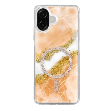 AKLLIBYİ98 Onegif Samsung Uyumlu Galaxy A07 4g Lotus Simli Magsafe Kapak - Turuncu HMNG98