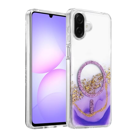 AKLLIBYİ98 Onegif Samsung Galaxy A07 4g Lotus Simli Magsafe Kapak - Mor HMNG98
