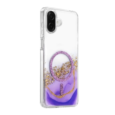 AKLLIBYİ98 Onegif Samsung Galaxy A07 4g Lotus Simli Magsafe Kapak - Mor HMNG98