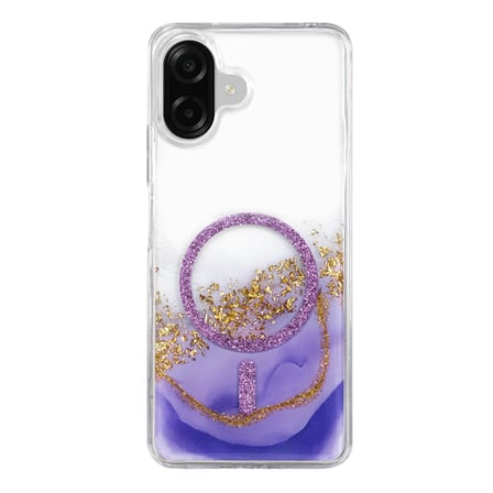 AKLLIBYİ98 Onegif Samsung Galaxy A07 4g Lotus Simli Magsafe Kapak - Mor HMNG98