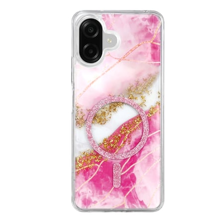 AKLLIBYİ98 Onegif Samsung Uyumlu Galaxy A07 4g Lotus Simli Magsafe Kapak - Pembe HMNG98