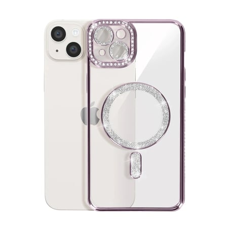 AKLLIBYİ98 Apple İphone 14 Kılıf Joke Simli Magneticsafe Kılıf - Pembe HMNG98