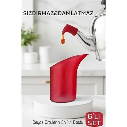 6'Lı Sızdırmaz Silikon Çaydanlık Ucu Aparatı - Damlatma Önleyici Akıllı Emzik Başlığı - Isıya Dayanı