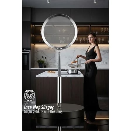 Giulia Serie Lüks İnce Meş Süzgeç - 34 Cm Profesyonel Mutfak İmzası 304 Paslanmaz Çelik 722909