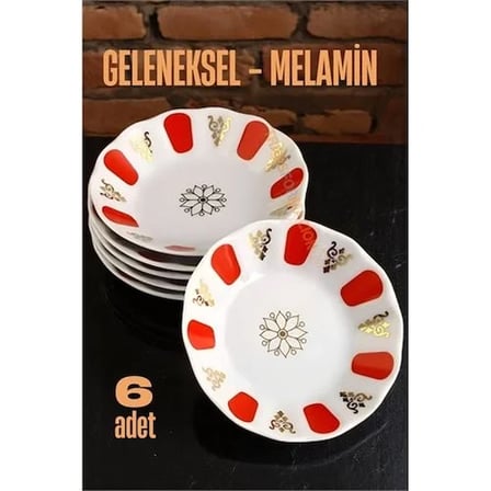 Melamin Çay Tabağı 6 Adet Geleneksel Türk Çay Bardağı Altlığı 721658