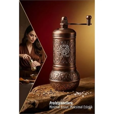 Ottoman Bakır Serisi - Antik İşlemeli Tuz Ve Karabiber Değirmeni 722905