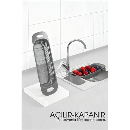 Ayarlanabilir Sürgülü Lavabo Süzgeci – Mutfak İçin Pratik Ve Şık Tasarım Gri 722439