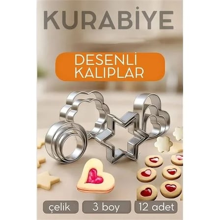 12'Li Kurabiye Kalıbı Seti Profesyonel Şef Paslanmaz Çelik | Mutfak Sanatınızın Vazgeçilmezi 722519