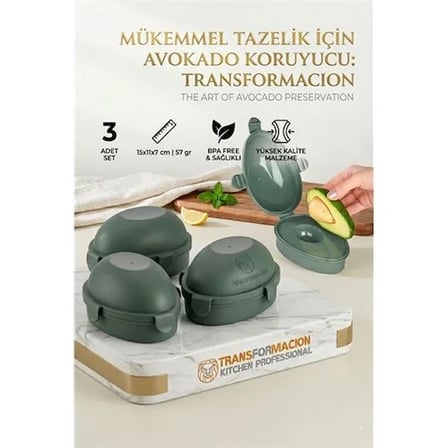 3 Lü Avokado Saklama Kabı | Kilitli Taze Tutucu Koruyucu Kutu | Kararmaya Son 723085