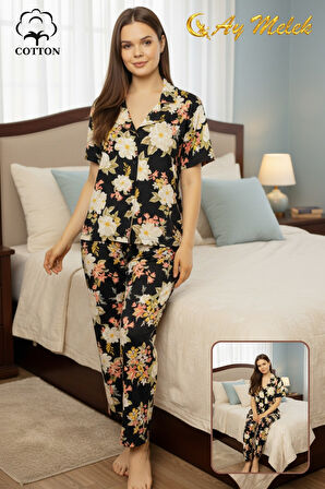 Kadın Pijama Takımı %100 Pamuklu Gömlek ve Pijama Seti