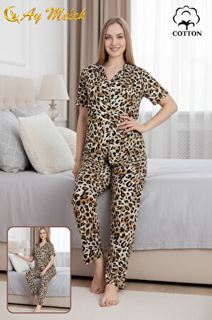 Kadın Pijama Takımı %100 Pamuklu Gömlek ve Pijama Seti