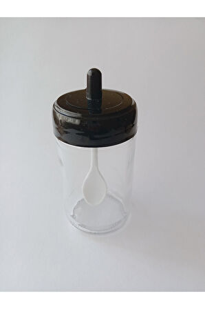 Baharat Takımı Cam Kendinden Kaşıklı 6'lı Siyah Kapaklı